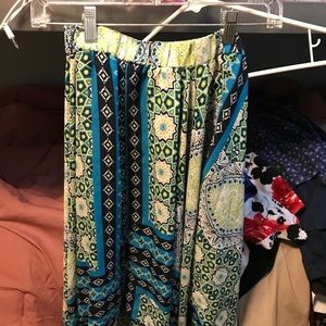 Blue and green skirt.